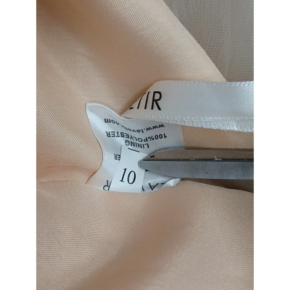Lavetir Champagne Girl  Formal Dress Size 10 Tulle Faux Pearl Sleeveless